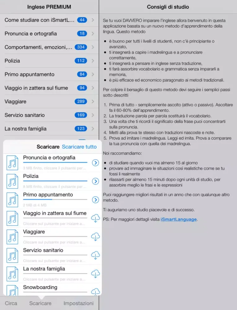 ภาพหน้าจอของ Inglese PREMIUM iPad 