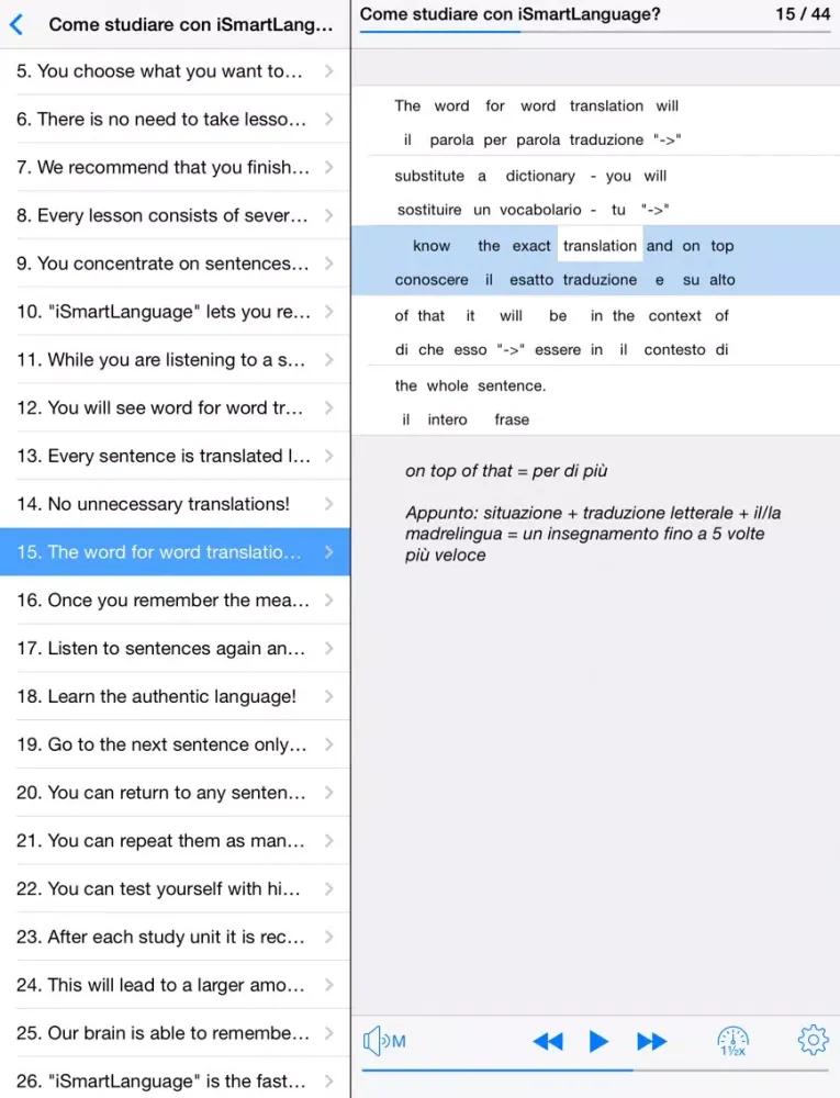ภาพหน้าจอของ Inglese PREMIUM iPad 
