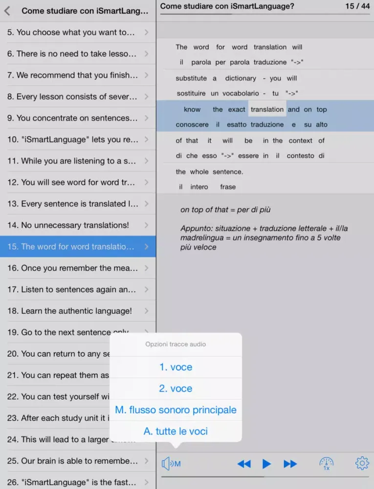 ภาพหน้าจอของ Inglese PREMIUM iPad 