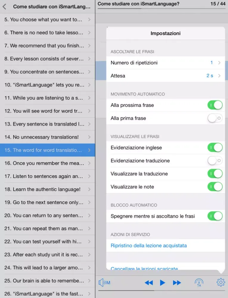 ภาพหน้าจอของ Inglese PREMIUM iPad 
