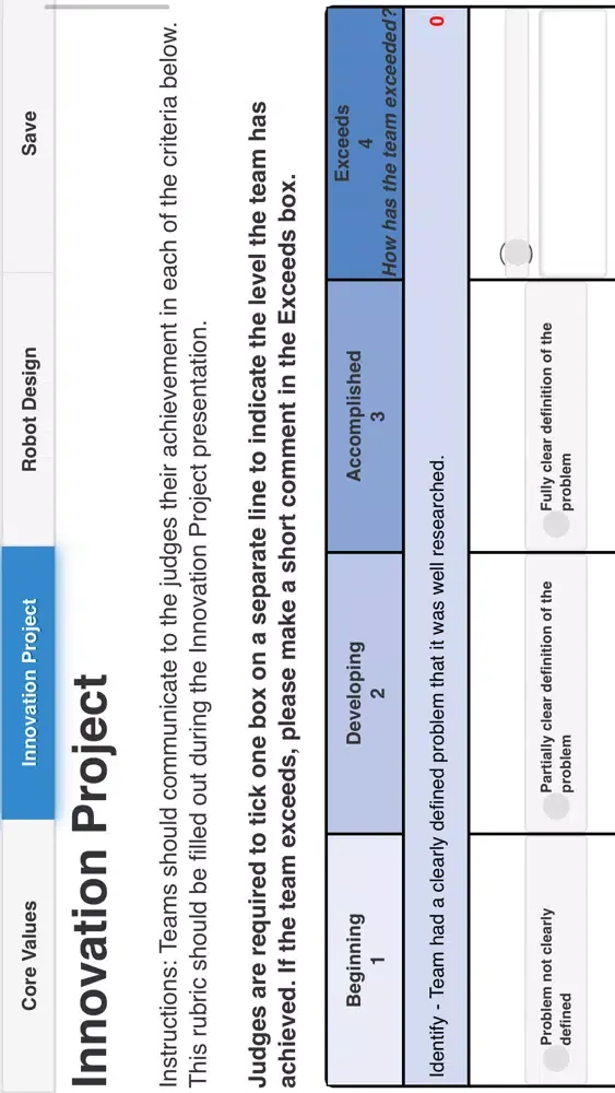 Tangkapan skrin FLL Rubrics