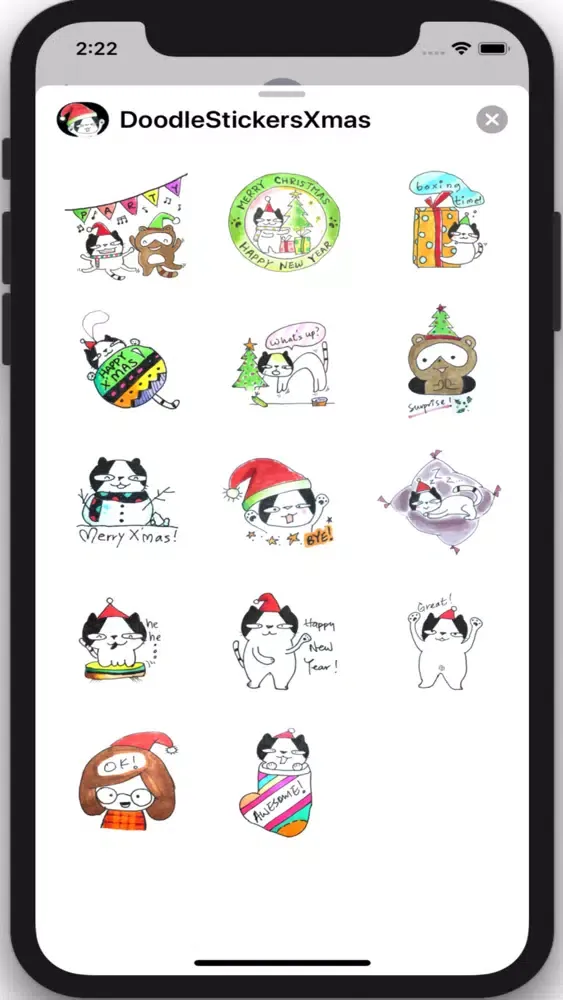 Tangkapan skrin Doodle Funny Stickers Xmas