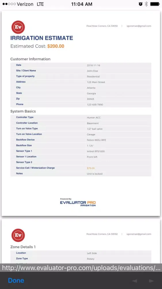 ภาพหน้าจอของ Evaluator Pro: Irrigation