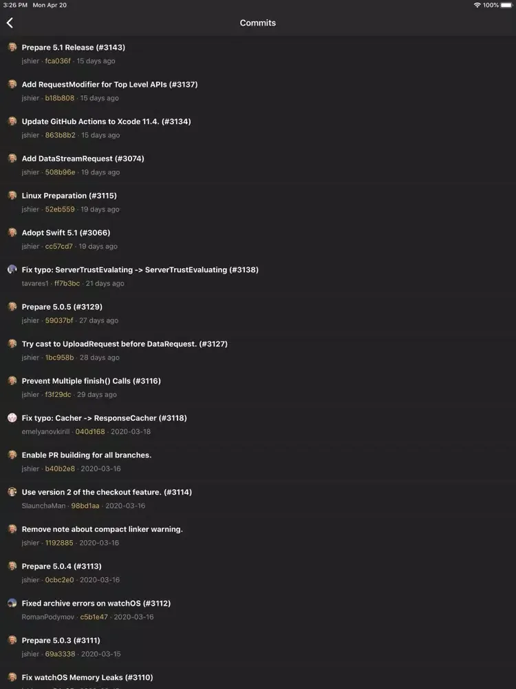 Capturas de tela do GeekHub Lite for GitHub iPad 
