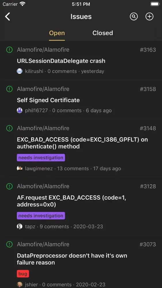 Capturas de tela do GeekHub Lite for GitHub