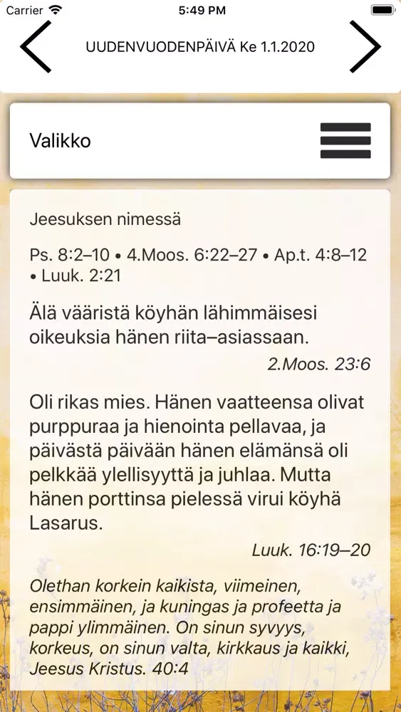 Скриншоты Päivän Tunnussana 2020