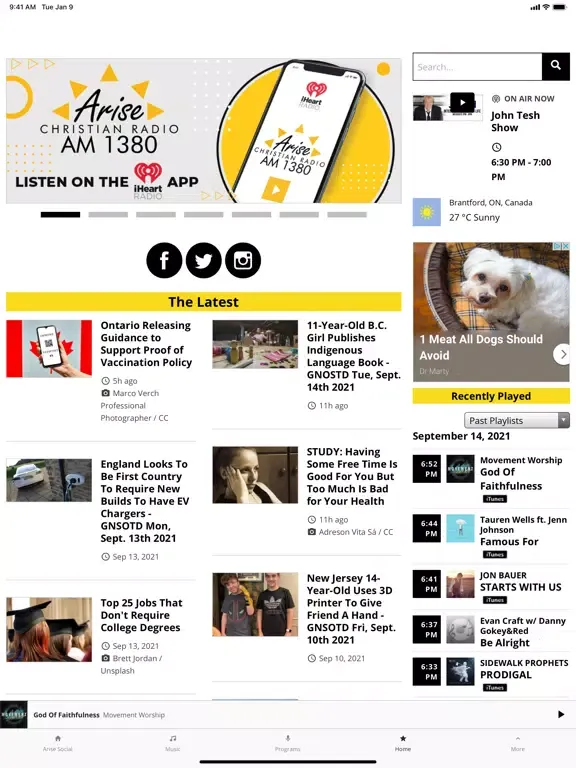 ภาพหน้าจอของ Arise Christian Radio iPad 