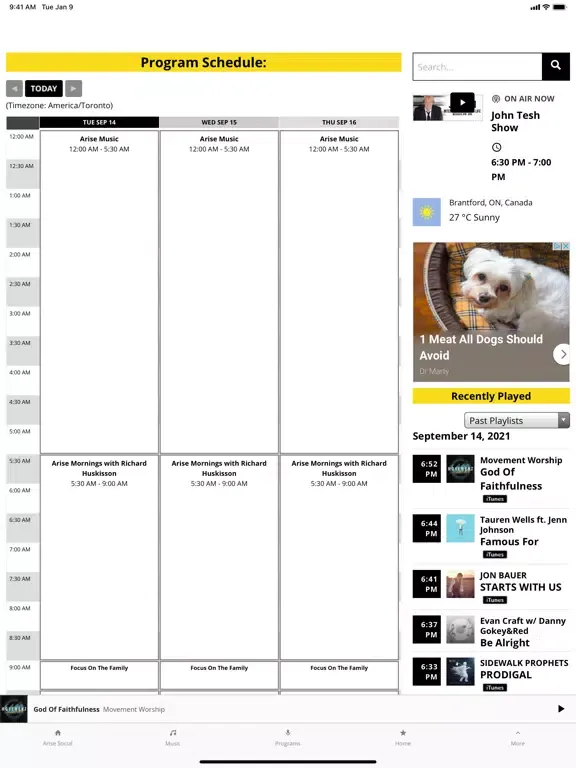 ภาพหน้าจอของ Arise Christian Radio iPad 