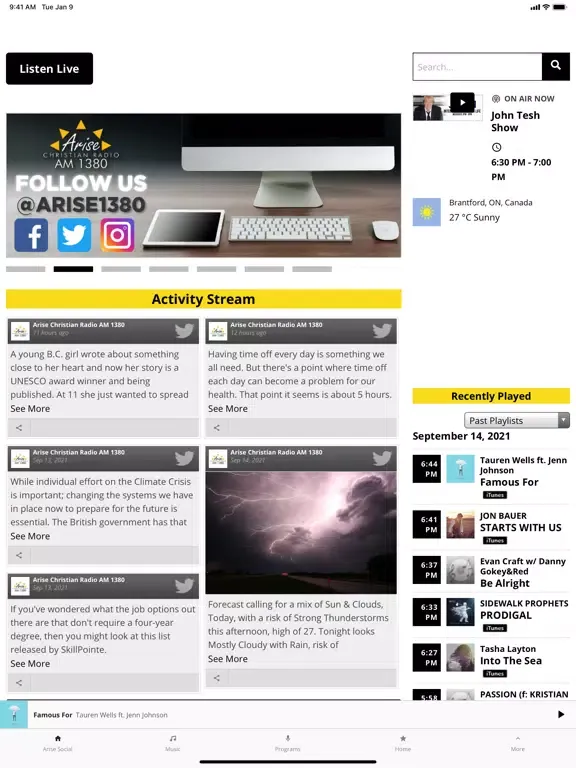 ภาพหน้าจอของ Arise Christian Radio iPad 