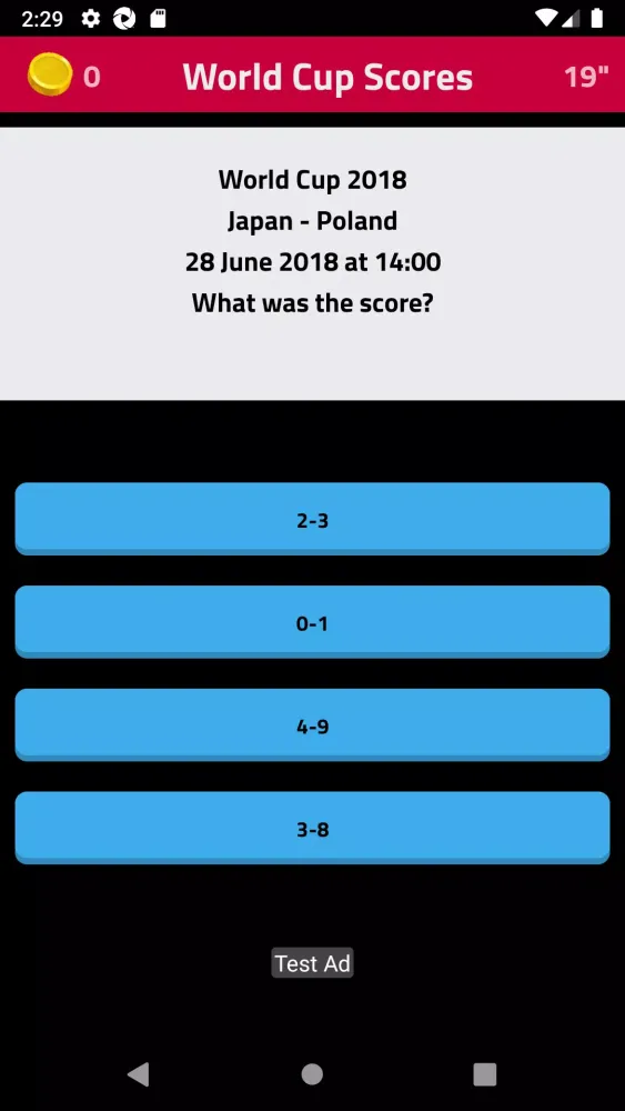 World Cup Scores Soccer Quiz Screenshots