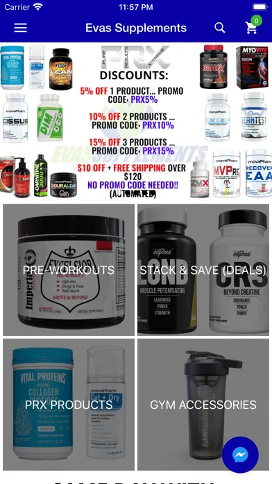 Tangkapan layar Evas Supplements