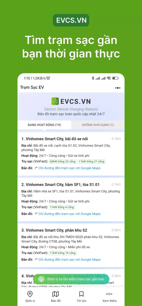 Screenshot di Trạm Sạc EV