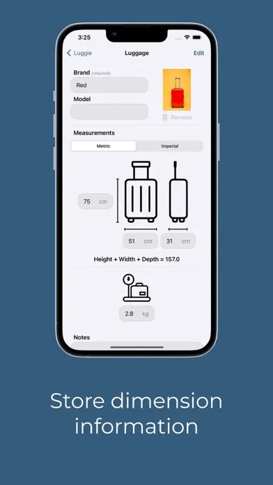 Capturas de pantalla de Luggie: Luggage size tracker