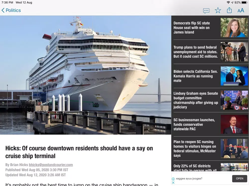 Captures d'écran de Post and Courier Greenville iPad 