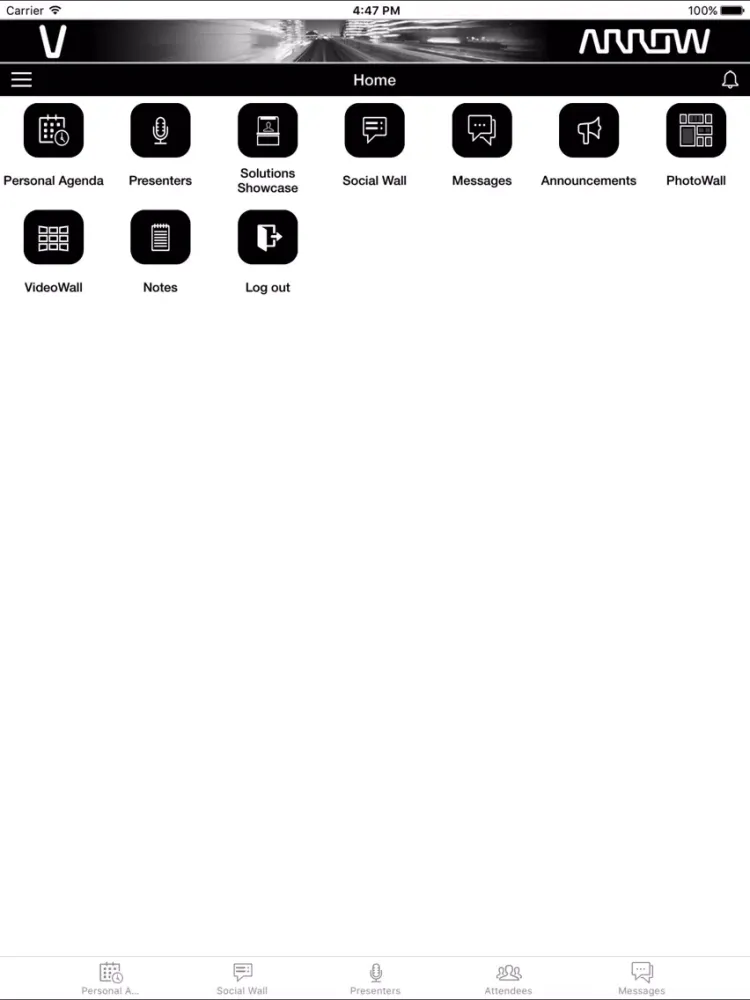 Tangkapan skrin Arrow Electronics Events iPad 