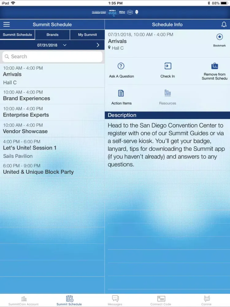 Capturas de tela do GMLS Summit iPad 