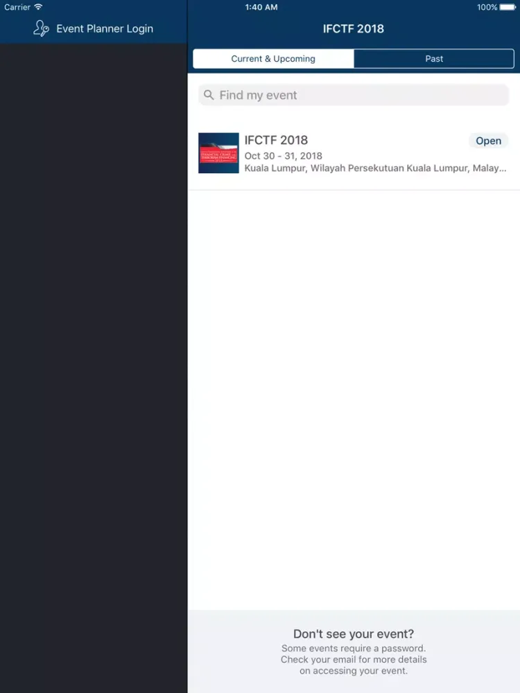 ภาพหน้าจอของ IFCTF 2018 iPad