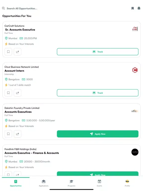 Beep: Internships & Jobs iPad  Screenshots