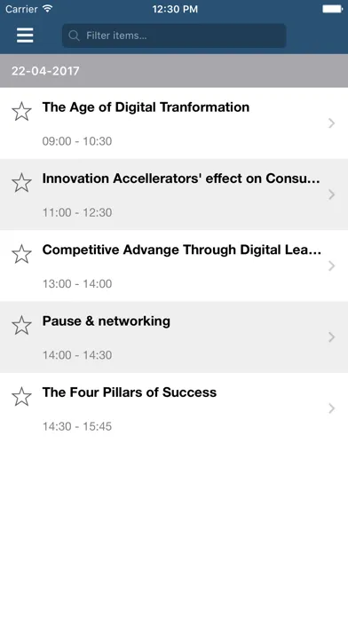 Capturas de tela do Insight Events