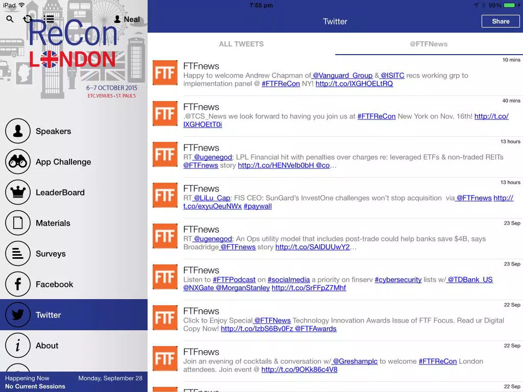 FTF Events App iPad  Screenshots