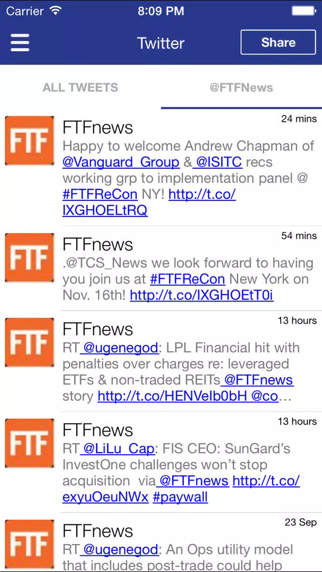FTF Events App Screenshots