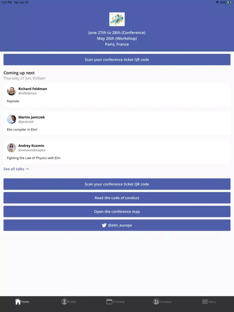 Ảnh chụp màn hình của ElmEurope Official iPad 