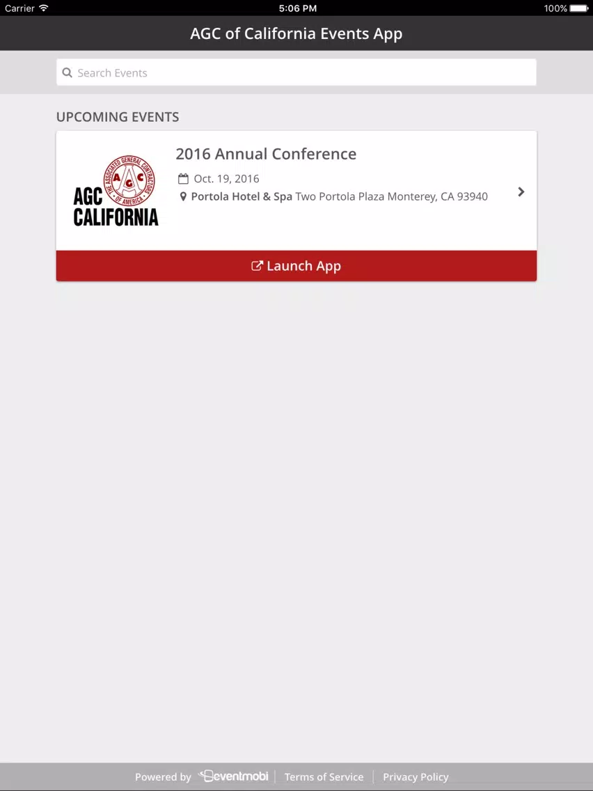 AGC of California Events App iPad  스크린샷