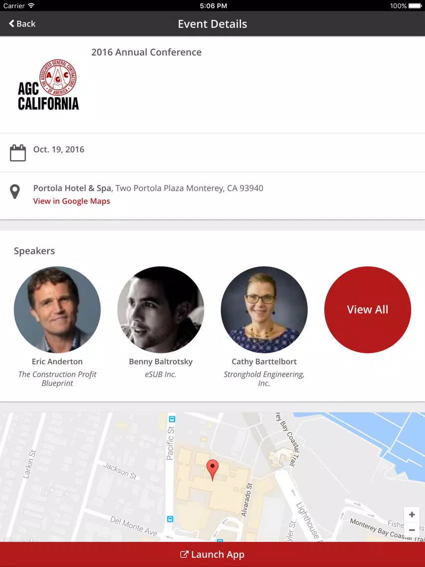 AGC of California Events App iPad  스크린샷