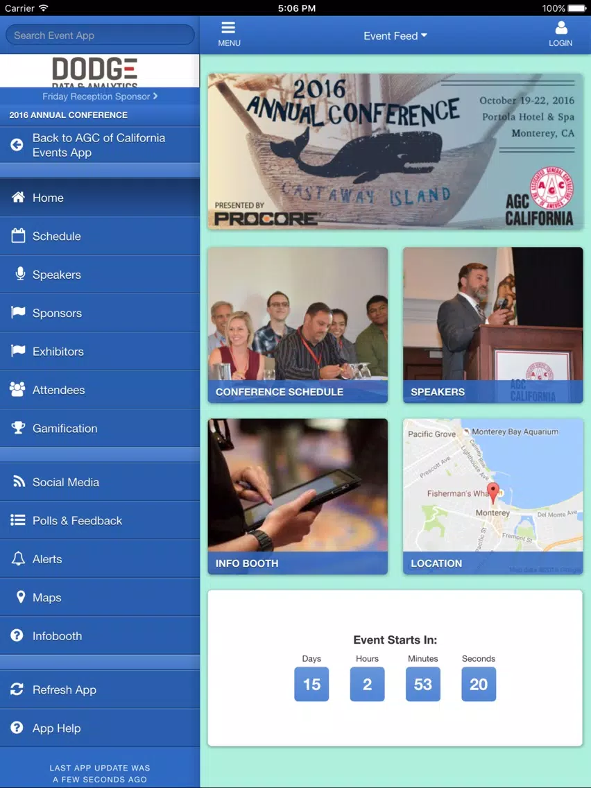 AGC of California Events App iPad  스크린샷
