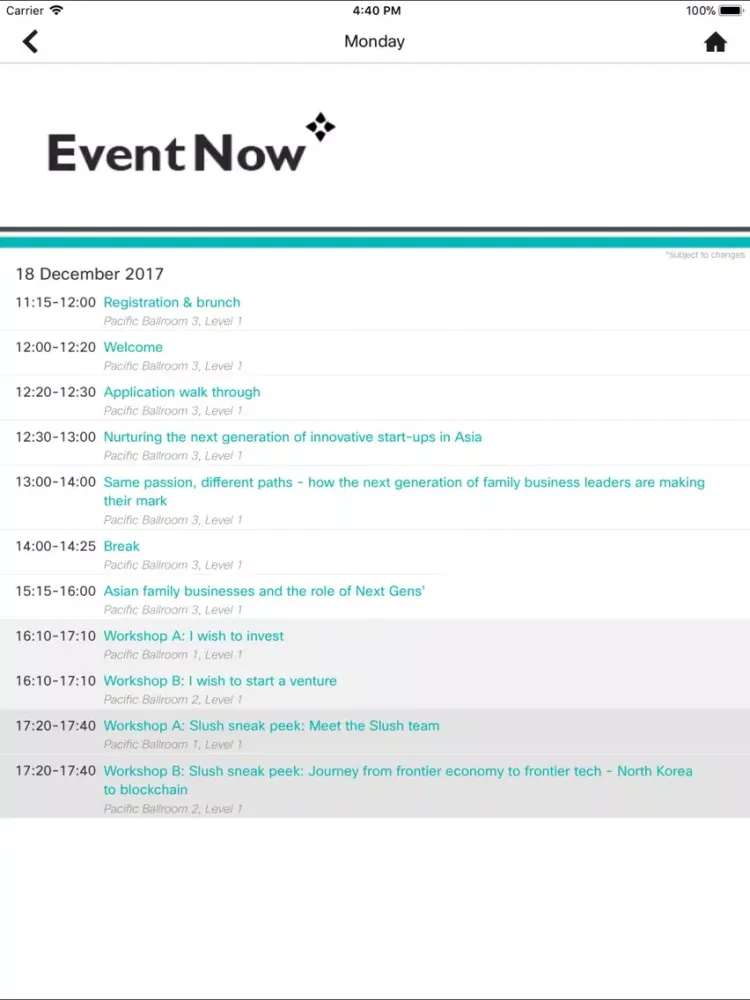 EventNow iPad  سکرین شاٹس