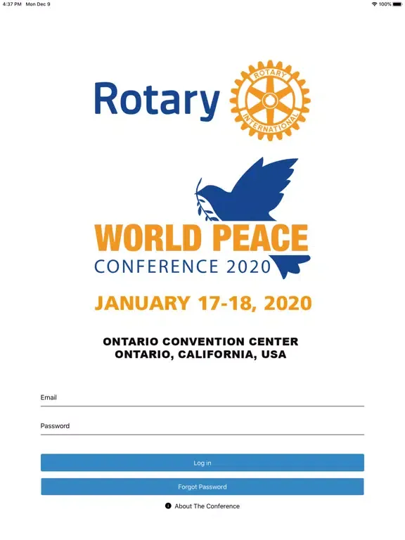 Tangkapan skrin Rotary World Peace Conference iPad 