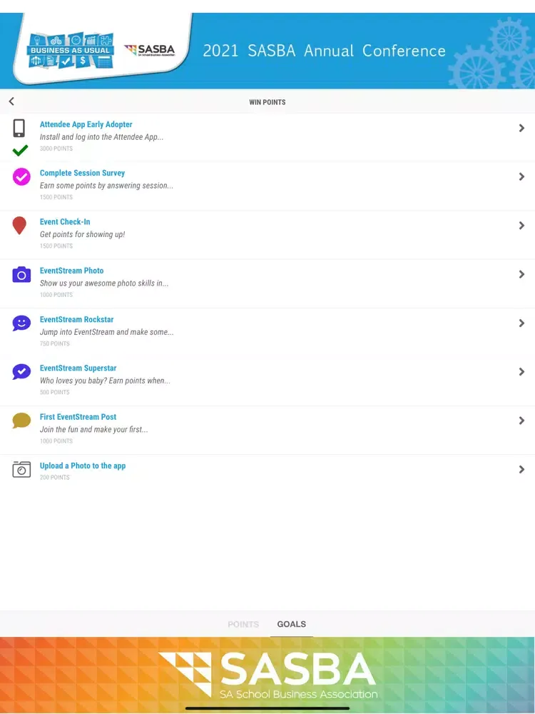 2021 SASBA Annual Conference iPad  Screenshots