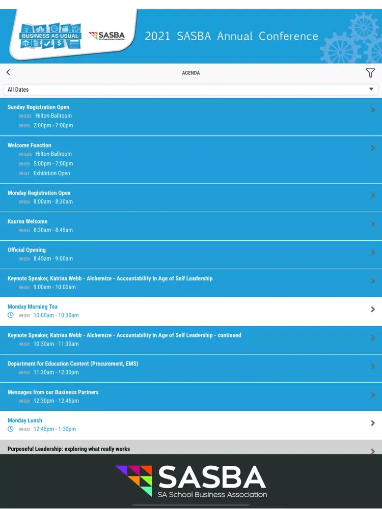 2021 SASBA Annual Conference iPad  Screenshots