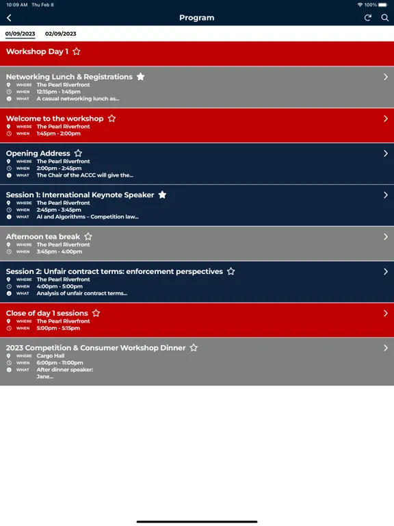 LCA Event App iPad  Screenshots