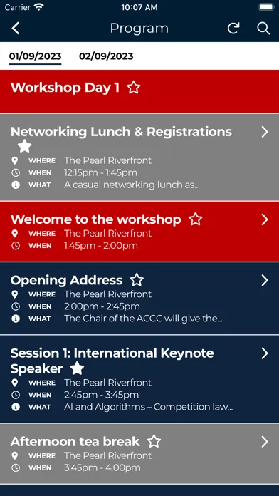 LCA Event App Screenshots