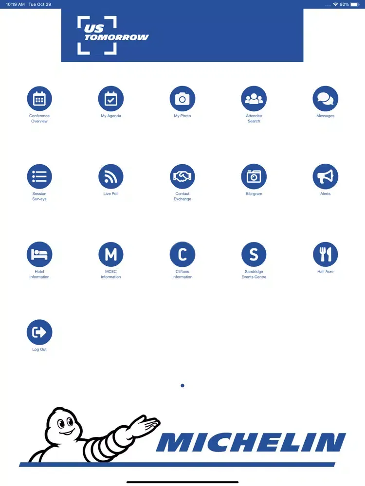 Zrzuty ekranu Michelin 2019 Conference iPad 