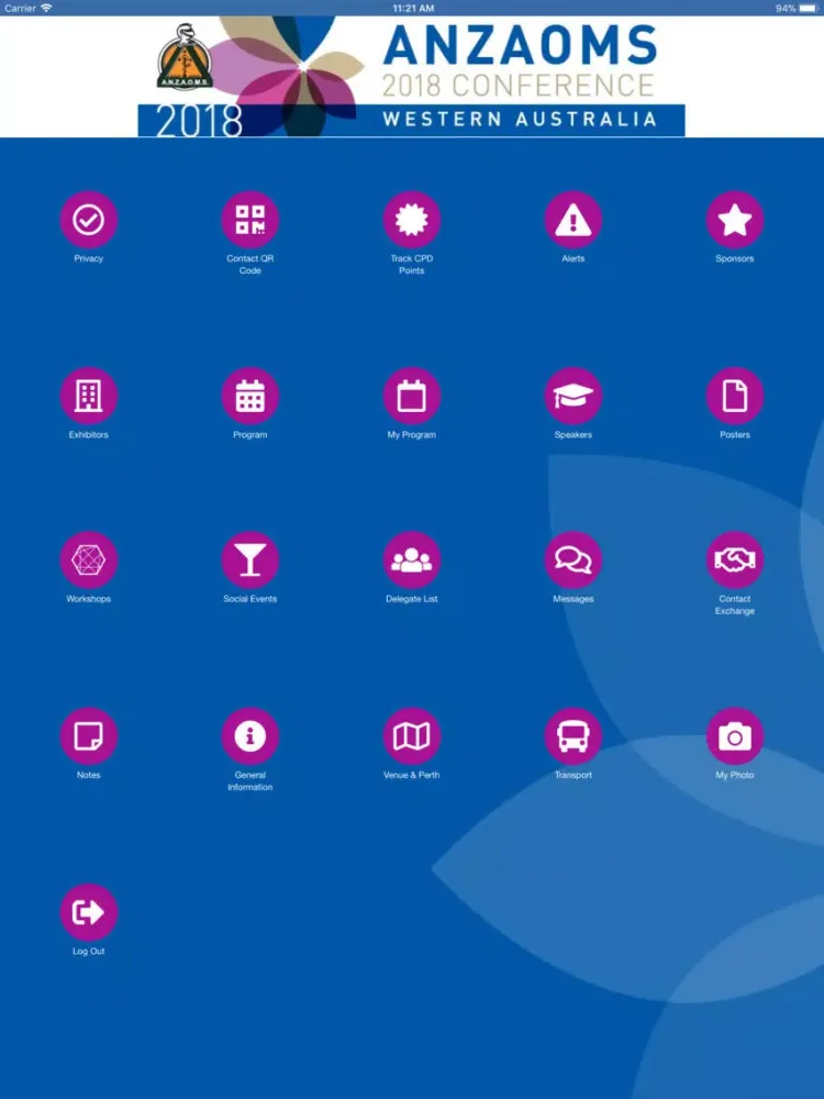 ANZAOMS 2018 Conference iPad  Screenshots