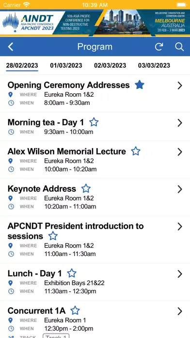 Скриншоты APCNDT2023 Attendee App