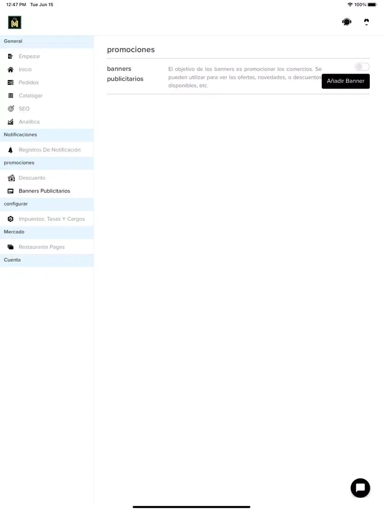Ảnh chụp màn hình của Admin Events Mall iPad 