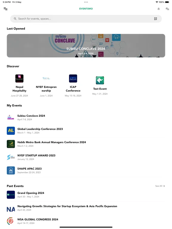 EventsMo iPad  スクリーンショット