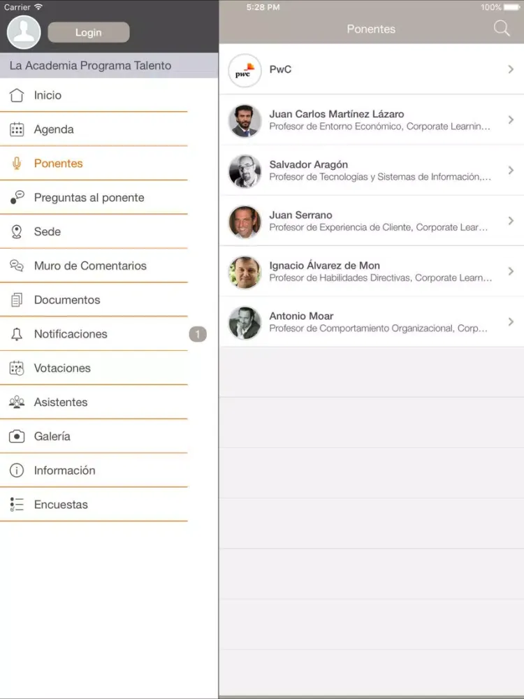 La Academia Programa Talento iPad  Screenshots