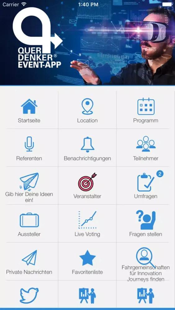 Querdenker Event-App Screenshots