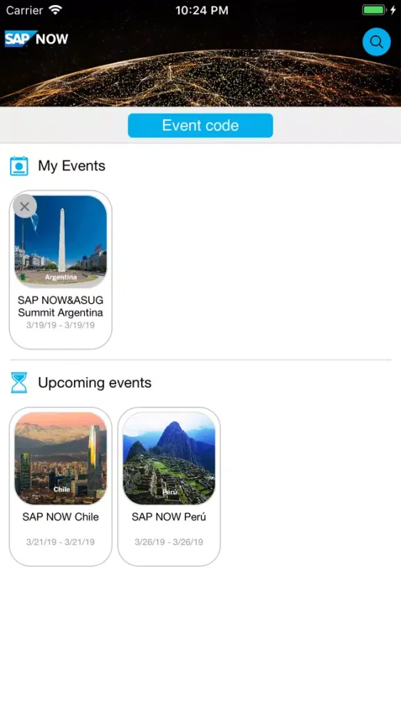 Ảnh chụp màn hình của Eventos SAP NOW Sur de LAC
