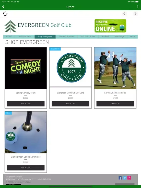 Evergreen Golf Club App iPad 应用截图