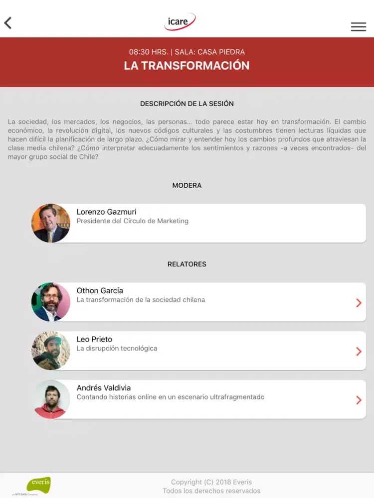 Eventos ICARE iPad  스크린샷