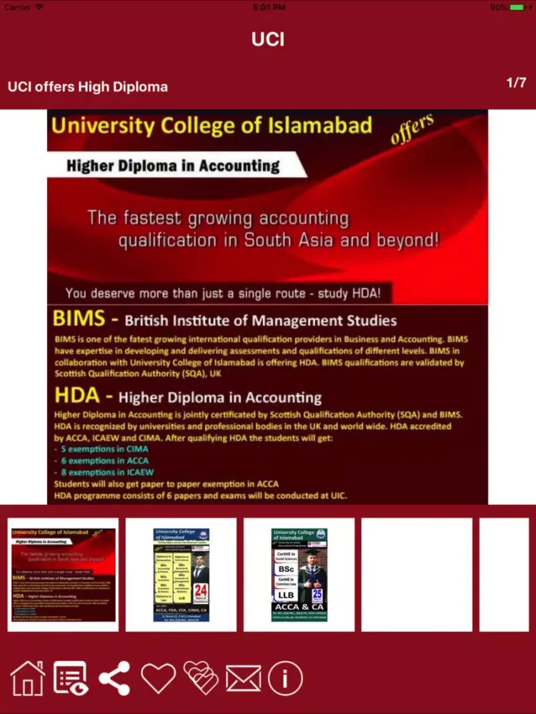 Tangkapan skrin University College of Islamabad iPad 