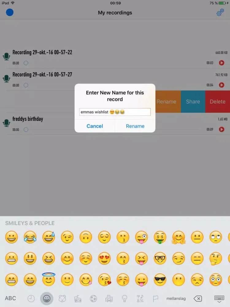 Recordio - Record voices iPad  Screenshots