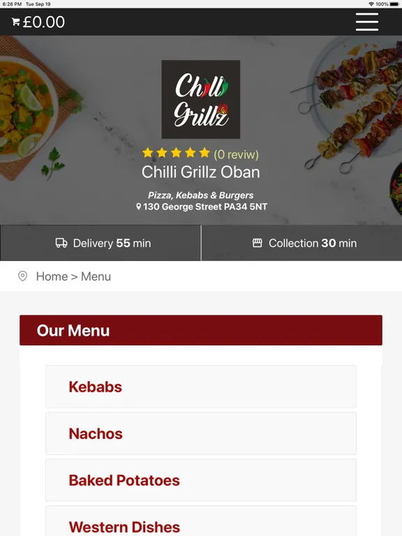 Chilli Grillz Oban Takeaway iPad 應用截圖