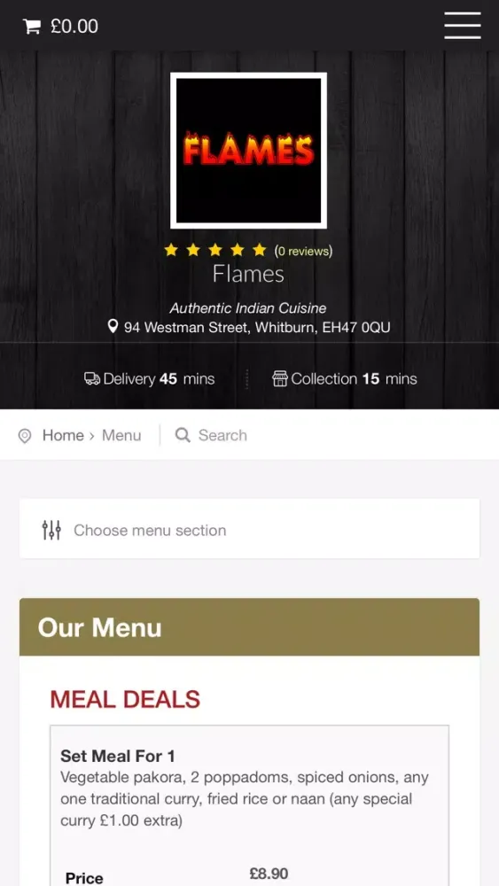 Flames Takeaway Whitburn Ekran Görüntüleri