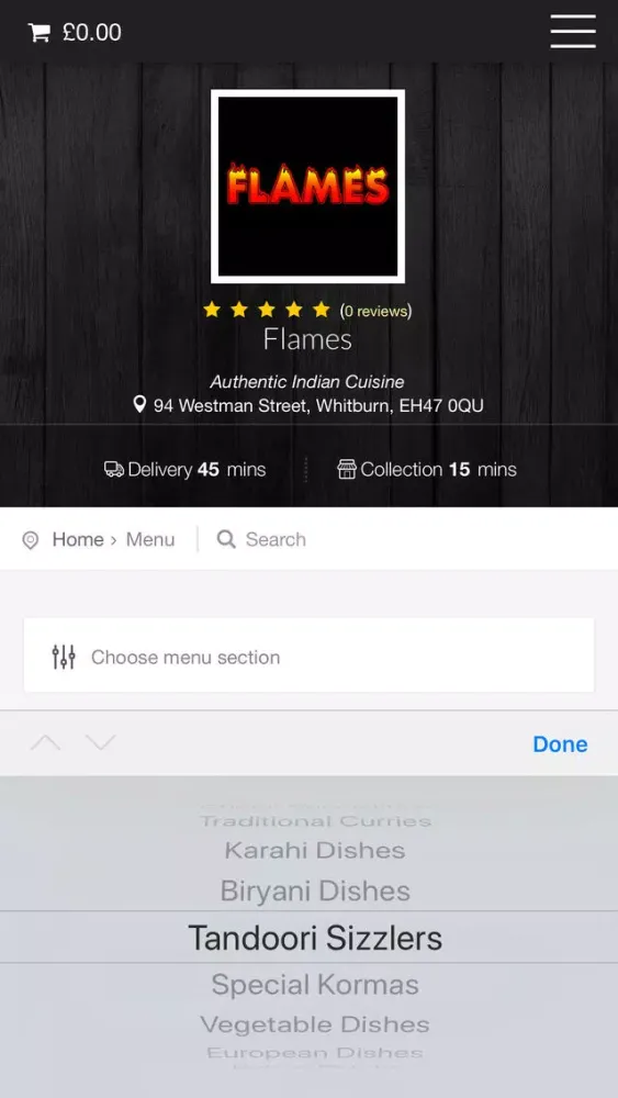 Flames Takeaway Whitburn Ekran Görüntüleri